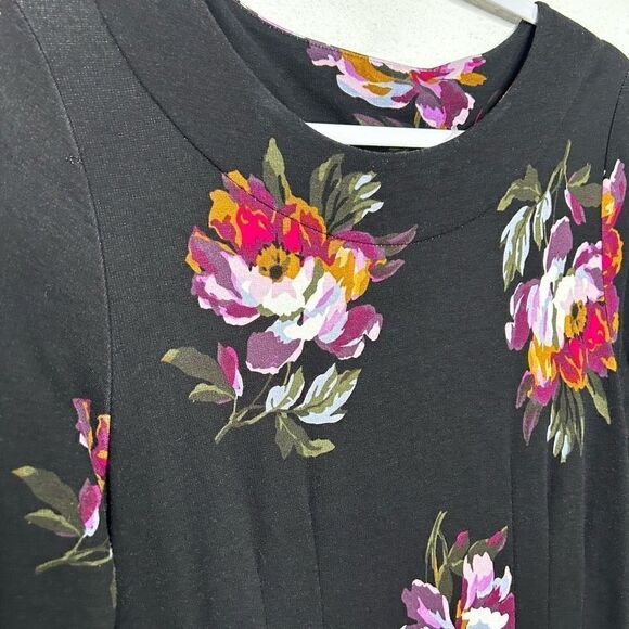 Joules Women’s Black Floral Long Sleeve A Line Midi Dress Size US 8 - Picture 5 of 12
